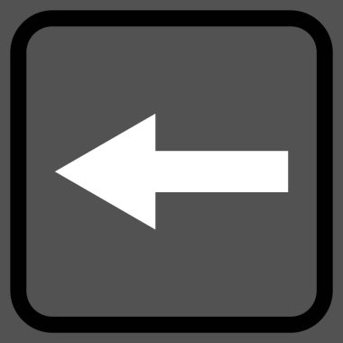 Ok sol vektör simgesi bir çerçeve içinde