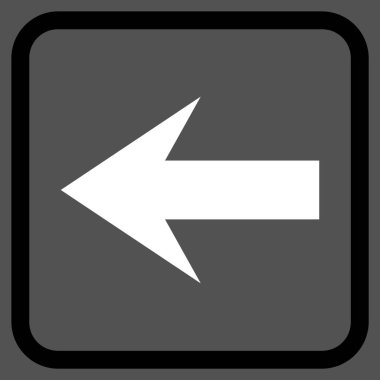 Ok sol vektör simgesi bir çerçeve içinde