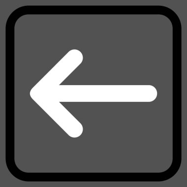 Ok sol vektör simgesi bir çerçeve içinde