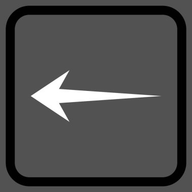 Ok sol vektör simgesi bir çerçeve içinde