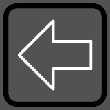 Ok sol vektör simgesi bir çerçeve içinde