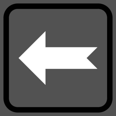 Ok sol vektör simgesi bir çerçeve içinde