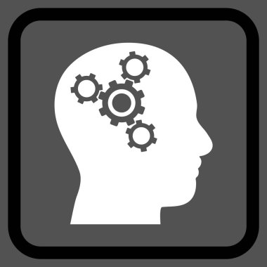 Beyin mekanik vektör simgesi bir çerçeve içinde