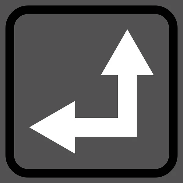 Flecha de bifurcación izquierda hacia arriba icono del vector en un marco — Archivo Imágenes Vectoriales