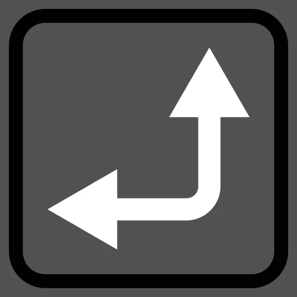 Flèche de bifurcation gauche vers le haut Icône vectorielle dans un cadre — Image vectorielle