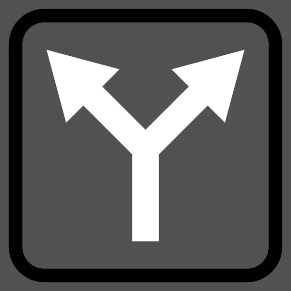 Freccia biforcazione su icona vettoriale in una cornice — Vettoriale Stock