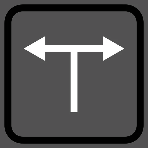 Gabelungspfeile links rechts Vektor-Symbol in einem Rahmen — Stockvektor
