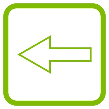 Ok sol vektör simgesi bir çerçeve içinde