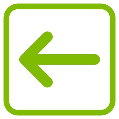 Ok sol vektör simgesi bir çerçeve içinde