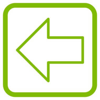 Ok sol vektör simgesi bir çerçeve içinde