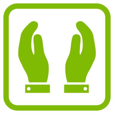 Bakım el vektör simgesi bir çerçeve içinde