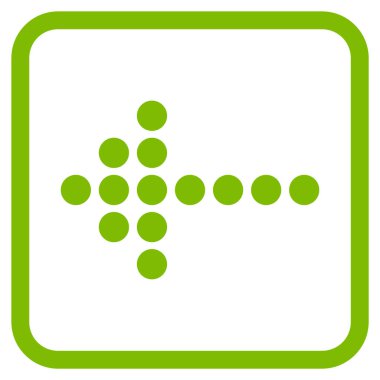 Noktalı ok sol vektör simgesi bir çerçeve içinde