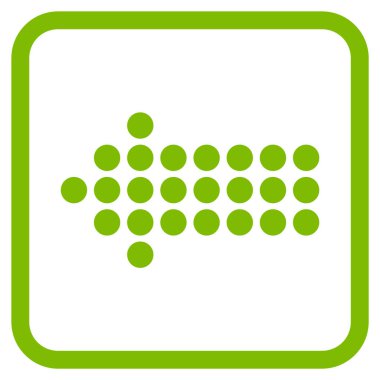 Noktalı ok sol vektör simgesi bir çerçeve içinde