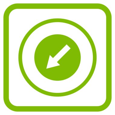 Aşağı sol yuvarlak ok vektör simgesi bir çerçeve içinde