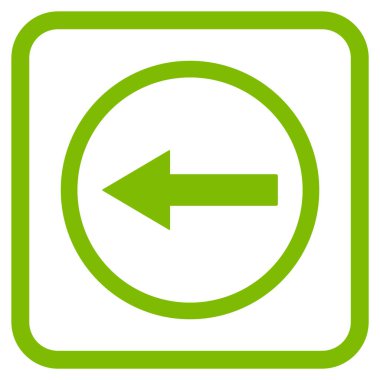 Sol ok vektör simgesi bir çerçeve içinde yuvarlak