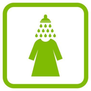 Duş yıkama kadın elbise vektör simgesi bir çerçeve içinde