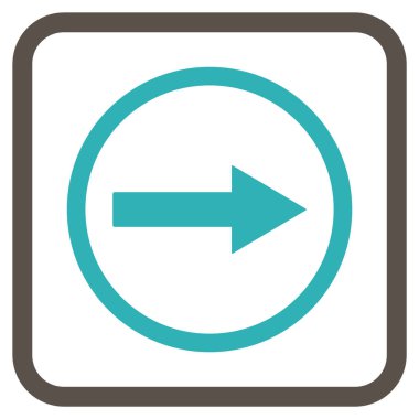 Sağ ok vektör simgesi bir çerçeve içinde yuvarlak