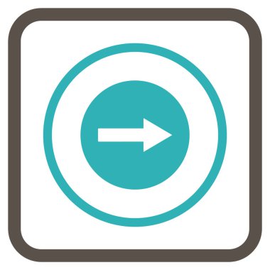 Sağ ok vektör simgesi bir çerçeve içinde yuvarlak