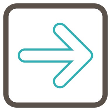 Yuvarlak ok doğru vektör simgesi bir çerçeve içinde