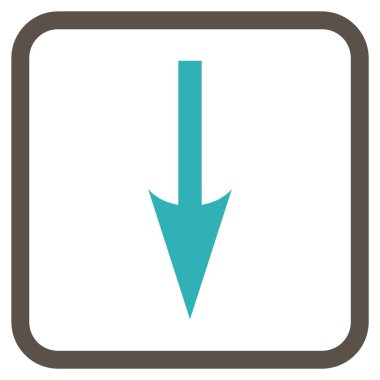 Vektör simgesi bir çerçeve içinde aşağı ok keskin