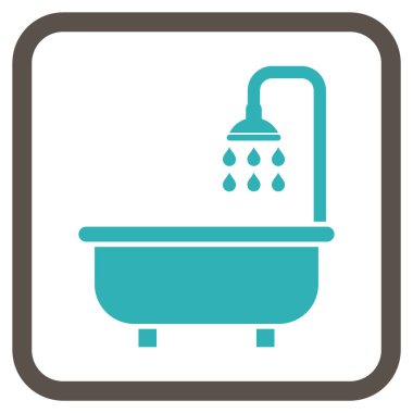 Duş Banyo vektör simgesi bir çerçeve içinde