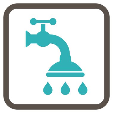 Duş musluk vektör simgesi bir çerçeve içinde