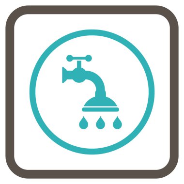 Duş musluk vektör simgesi bir çerçeve içinde