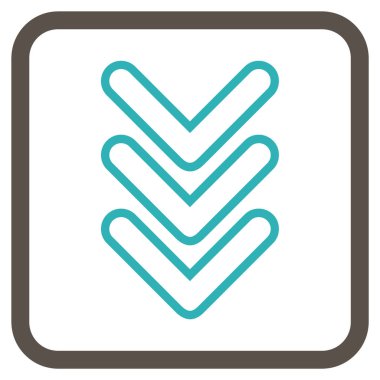 İşaretçi vektör simgesi bir çerçeve içinde aşağı üçlü