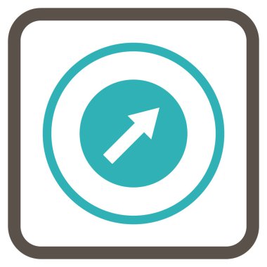 Yukarı sağ yuvarlak ok vektör simgesi bir çerçeve içinde