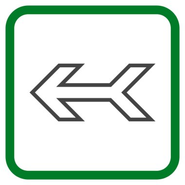 Ok sol vektör simgesi bir çerçeve içinde