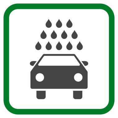 Oto yıkama vektör simgesi bir çerçeve içinde