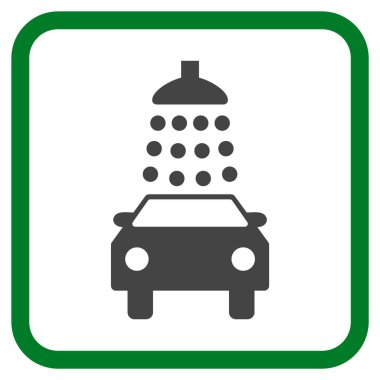 Oto yıkama vektör simgesi bir çerçeve içinde