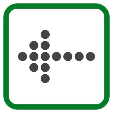 Noktalı ok sol vektör simgesi bir çerçeve içinde