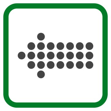 Noktalı ok sol vektör simgesi bir çerçeve içinde