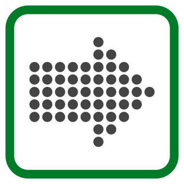 Noktalı ok doğru vektör simgesi bir çerçeve içinde