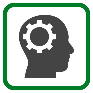 Akıl dişli vektör simgesi bir çerçeve içinde