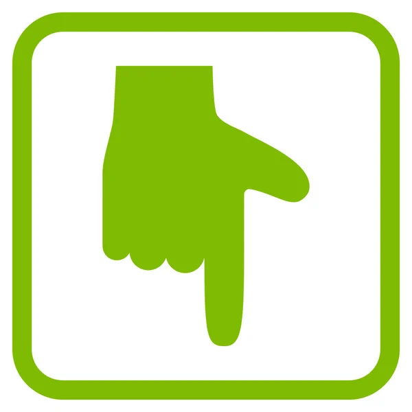 Ponteiro de mão para baixo vetor ícone em uma moldura — Vetor de Stock
