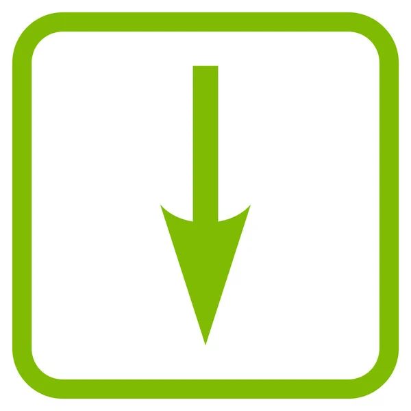 Éles nyíl lefelé vektor ikonjára a keretben — Stock Vector