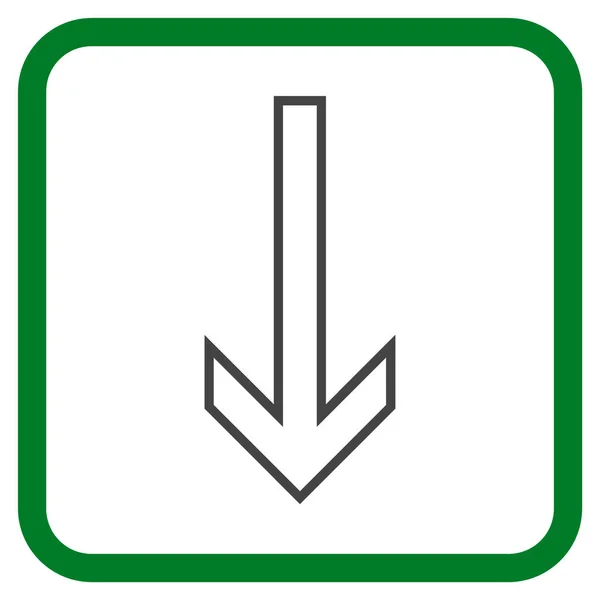 Pfeil nach unten Vektor-Symbol in einem Rahmen — Stockvektor