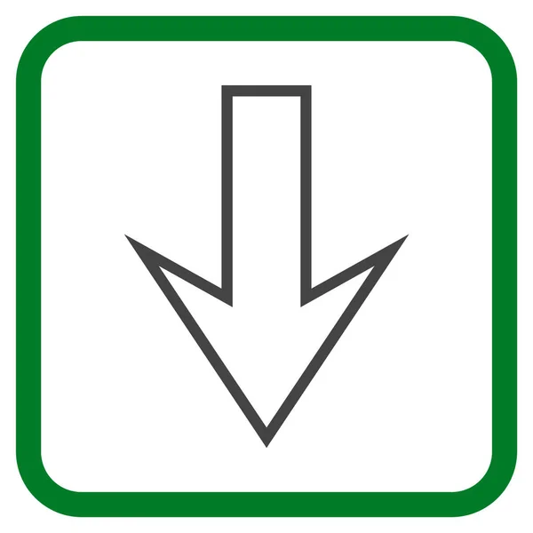 Nyíl lefelé vektor ikonjára a keretben — Stock Vector