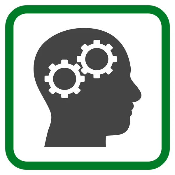 Mozku Gears vektorové ikony v rámečku — Stockový vektor