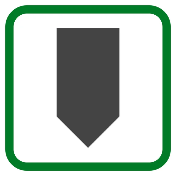 Riktning ner vektor ikonen i en ram — Stock vektor