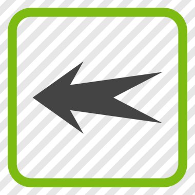 Ok sol vektör simgesi bir çerçeve içinde