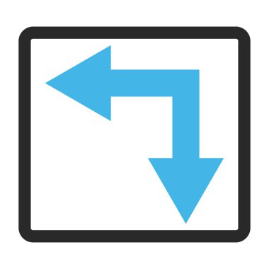 Çerçeveli vektör simgesi sol çatallanma ok