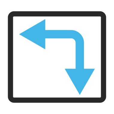 Çerçeveli vektör simgesi sol çatallanma ok