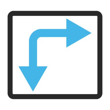 Bifurkasyon ok çerçeveli vektör simgesi aşağı