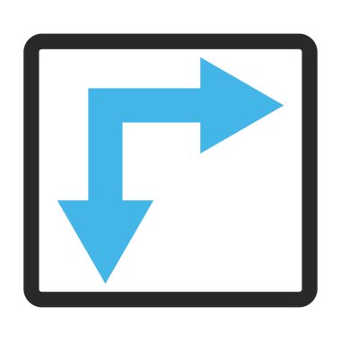 Bifurkasyon ok çerçeveli vektör simgesi aşağı