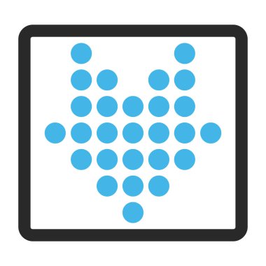 Noktalı ok aşağı çerçeveli vektör simgesi