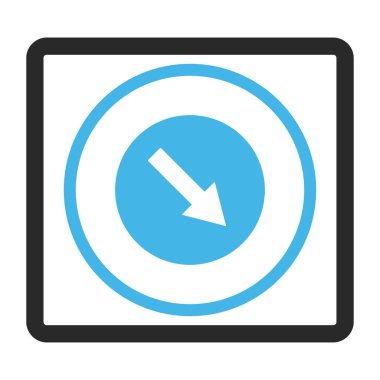 Aşağı doğru yuvarlak ok çerçeveli vektör simgesi