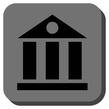 Banka Binası yuvarlak kare vektör simgesi